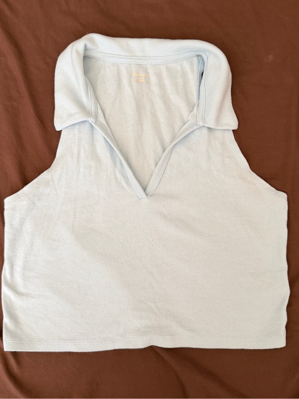 No Boundaries Light Blue Collared Sleeveless Crop Top